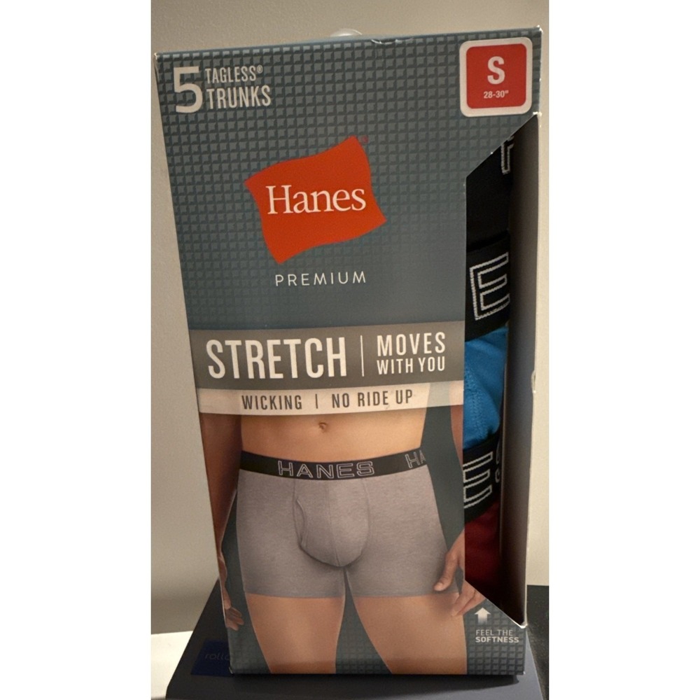 Hanes Premium Men's Boxer Briefs 5-Pack Size S (28–30") Stretch Tagless NWT
